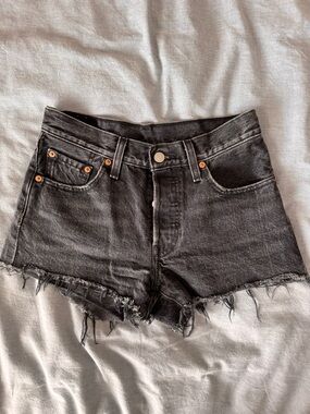 Levi's Black Washed 501 Denim Cutoff Shorts
